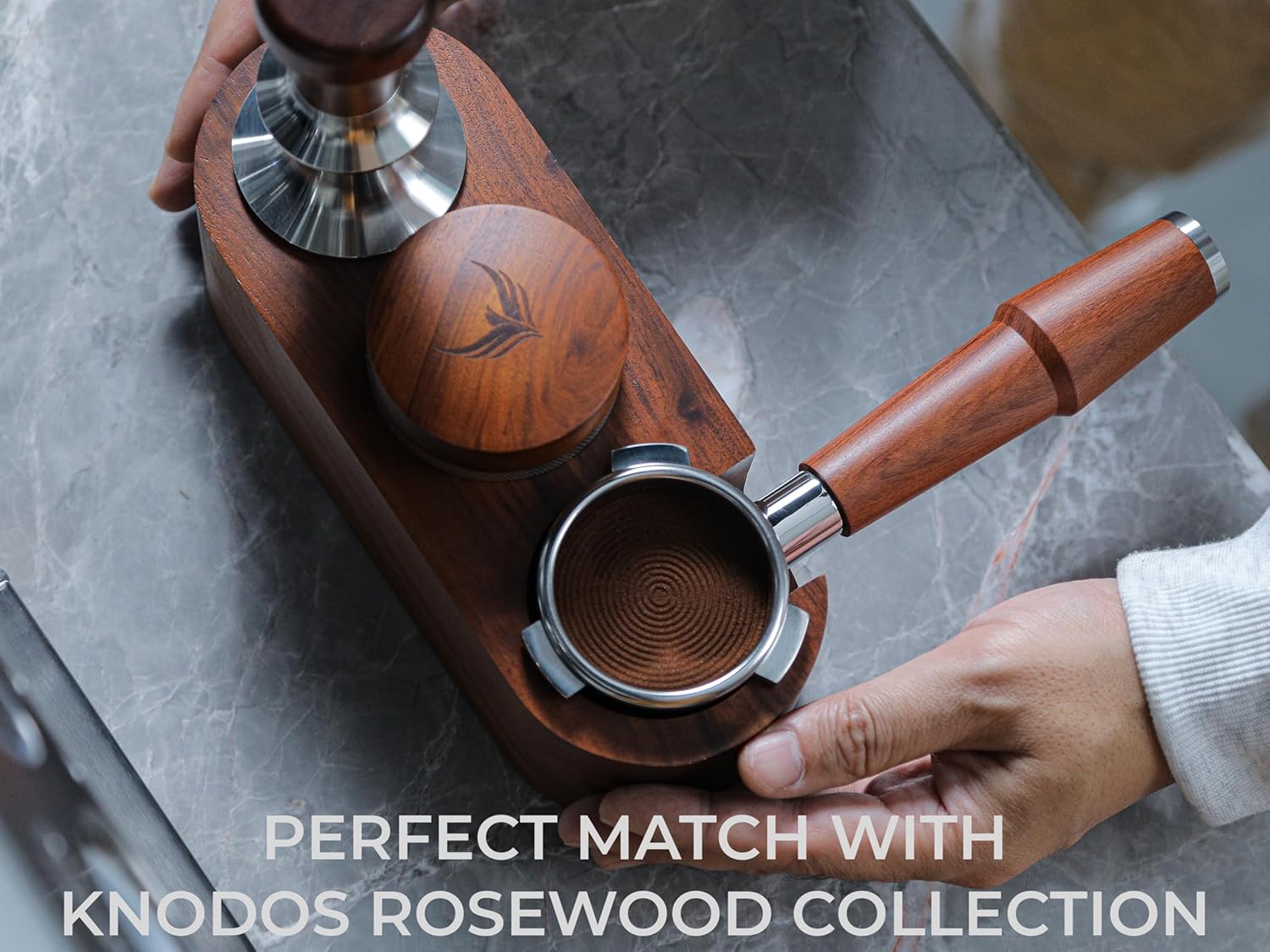 Espresso Distribution Tool 58.5mm Wooden Coffee Distributor Adjustable Depth Stainless Steel Espresso Leveler Premium Espresso Machine Accessories For Coffee Bar