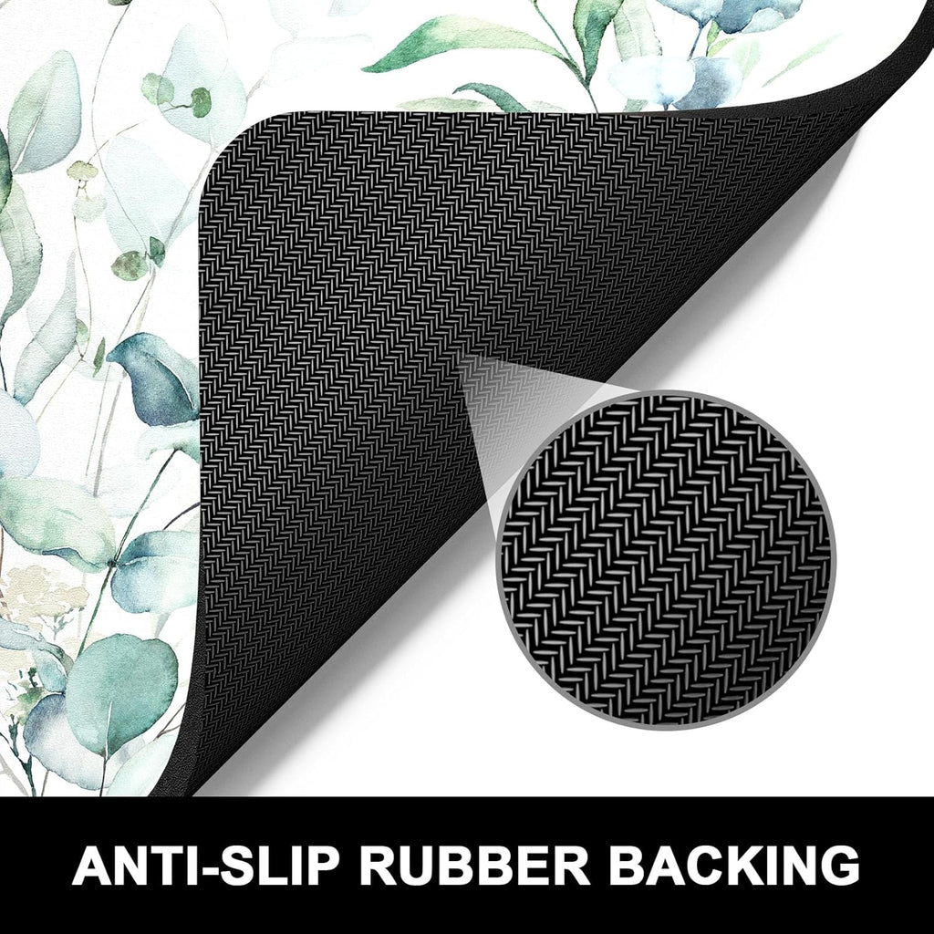 Rnivvi Dish Drying Mat for Kitchen Counter, 16 x 18" Cute Boho Theme Absorbent Heat Resistant Drying Pad with Non-slip Rubber, Coffee Bar Mats for Dish Rack Kitchen Decor Accessories, Leaves