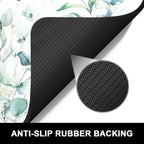 Rnivvi Dish Drying Mat for Kitchen Counter, 16 x 18" Cute Boho Theme Absorbent Heat Resistant Drying Pad with Non-slip Rubber, Coffee Bar Mats for Dish Rack Kitchen Decor Accessories, Leaves