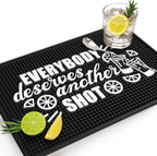 Everybody Deserves Shot Bar Mat for Countertop - Ideal for Bartending & Home Bar Spill-Proof, Durable, Non-Slip Rubber Mat - Large Size 18"x12" - Bar Mats for Home Bar - Thick Rubber Mat