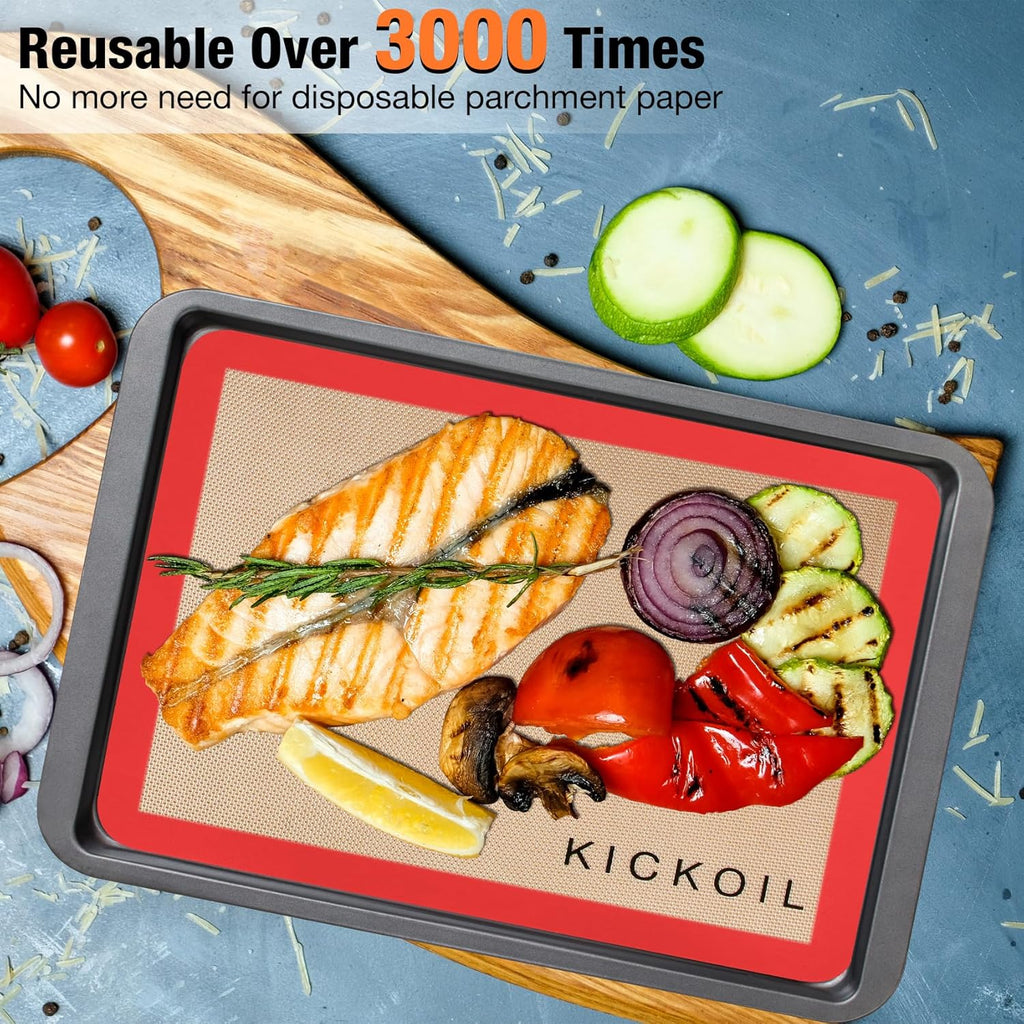 Silicone Baking Mat Half Sheet Non Stick Food Safe Baking Sheet for Oven - Replace Reusable Parchment Paper- Silicone Induction Cooktop Protector, Pan Liner 2 Pack,Cooking Essentials Gadgets