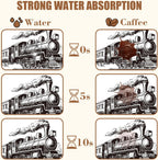 Retro Steam Train Dish Drying Mat for Kitchen Counter Bar Mat Hide Stain Absorbent Rubber Backed Coffee Mat Coffee Maker Espresso Machine Bar Accessories 11.8 x 19.7 Inch