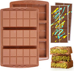 2 Pcs Dubai Chocolate Bar Mold Deep Stuffed Silicone Molds for Filling Knafeh Pistachio Chocolate Bar Large Thick Candy Bar Molds Break Apart (10 Snap）