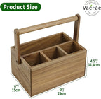 VaeFae Acacia Silverware Caddy with Handle, Wooden Utensil Holder, Mulip-pose Organizer for Kitchen, Office, Bathroom, Bedroom