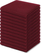 Homaxy 100% Cotton Waffle Weave Kitchen Dish Cloths, Ultra Soft Absorbent Quick Drying Dish Towels, 12 x 12 Inches, 12-Pack, Burgundy