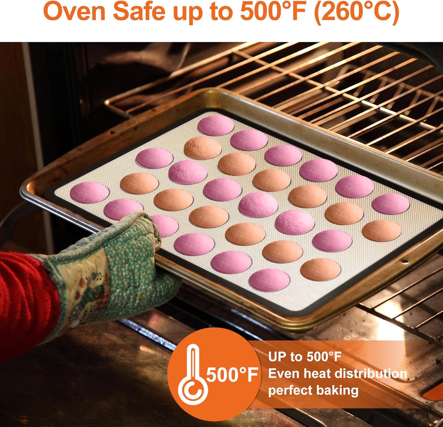 HOOMIL Macaron Silicone Baking Mats 2-Pack, 16.5" x 11.6" Half Sheet Size Macaron Silicone Mat, Non-Stick, Reusable, Food Safe Baking Mats - Brown+Gray