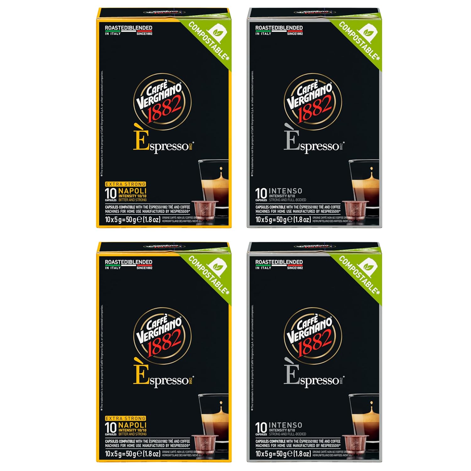 Caffe Vergnano 1882 Napoli & Intenso 10 Capsules Strong 4 Pack