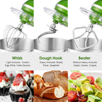 Aucma Stand Mixer,6.5QT 660W 6-Speed Tilt-Head Food Mixer, Kitchen Electric Mixer with Dough Hook, Wire Whip & Beater (Green-White, 6.5QT)