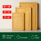 Wooden Cutting Boards for Kitchen Meal Prep & Serving - Bamboo Wood Cutting Board Set - Charcuterie & Chopping Butcher Block for Meat - Kitchen Gadgets Gift