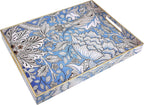 Rectangle Serving Tray with Handles, Coffee Table Tray for Ottoman, Living Room, Outdoor Tray for Patio Entertaining, Serving Breakfast Kitchen Platter, Windrush