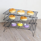 Lainrrew Cooling Rack, 3 Tier Stackable Baking Rack Stainless Steel Wire Cooking Rack for Cooking Roasting Cooling, Collapsible & Foldable, Dishwasher & Oven Safe