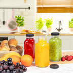 Juice Bottles with Lids, 16 Oz - Set of 20 - Clear Glass Jars with Caps - Reusable Empty Drink Containers for Juicing, Smoothies, Water, Milk, Kombucha Storage, Wellness Shots and More (20)