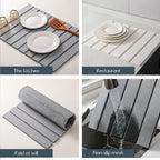 Large Stone Dish Drying Mat for Kitchen Counter, , Marbled Water Absorbing Diatomaceous Earth Drying Pad for Countertop Bottles Utensils Cups 24"x16"