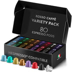 ROSSO CAFFÈ Espresso Coffee Pods for Nespresso Original Machines - 80 Capsules Variety Pack, 8 Signature Flavors, Medium to Dark Roast - Made in Italy