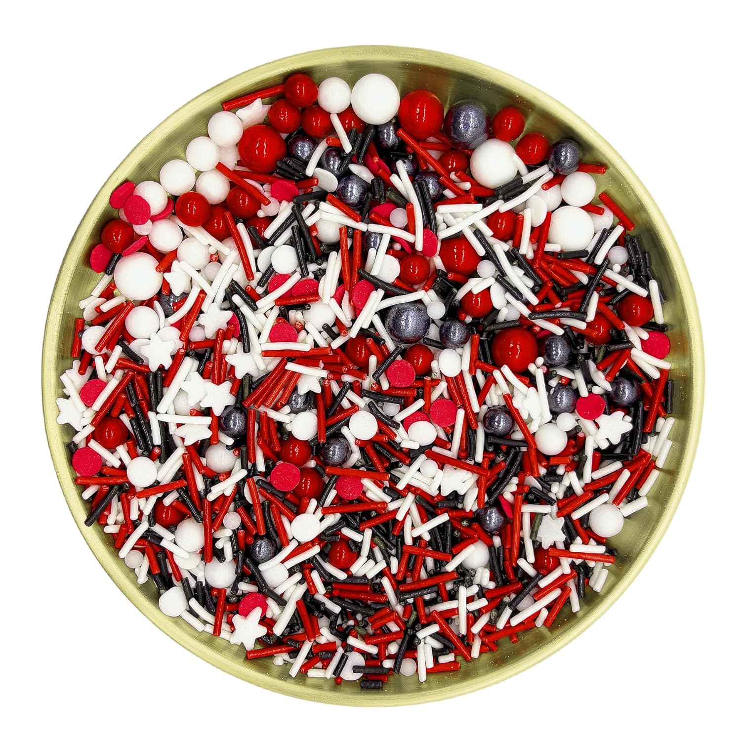 Dynastang Red & White & Black Sprinkles Mixed Style Edible Cake Decorations Cupcake Toppers Cookie Perfect for Cakes, Cupcakes, Desserts Toppings 3OZ