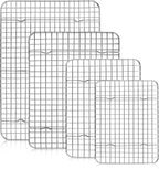 TeamFar Cooling Rack Set of 4, Stainless Steel Grid Cooking Roasting Racks for Various Size Baking Sheet Toaster Oven Pan, Healthy & Heavy Duty, Mirror Finish & Dishwasher Safe