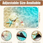 Starfish and Seashell Coffee Mat Beach Dish Drying Mat for Kitchen Counter Hide Stain Rubber Backed Absorbent Coffee Bar Accessories Fit Under Coffee Maker Coffee Pot Espresso Machine 11.8 x 19.7 Inch
