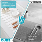 Extral Large Quick Dry Stone Drying Mat for Kitchen Counter,24"(L)x16"(W) Collapsible Eco-Friendly Absorbent Diatomaceous Earth Mat for Dishes Cups,Dish Drying Mats (White-Ellipse, 24x16 inch)