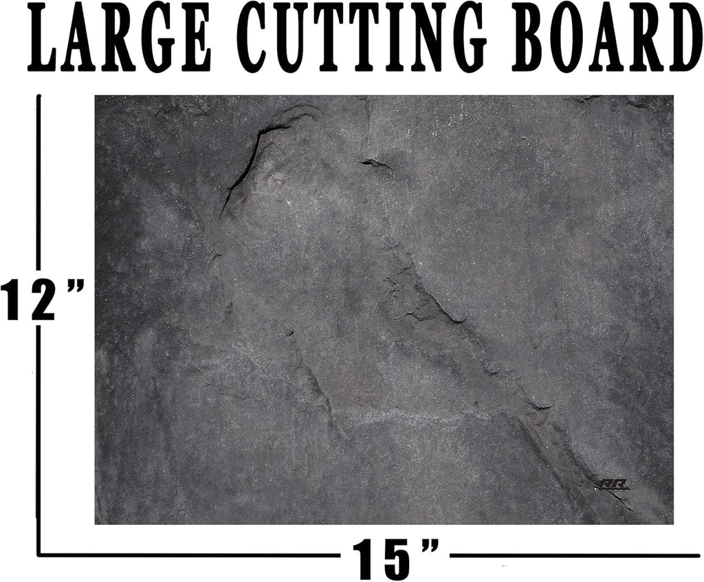 Rogue River Tactical Dark Gray Stone Textured Marble Art Kitchen Glass Cutting Board Modern Decorative Gift Abstract Wavy Contrast Design