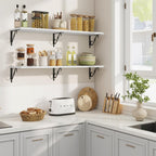 RICHFOCUS 12 Inch Deep Floating Shelves for Wall, 48" W x 12" D Wood Wall Shelves Set of 2, Wide Floating Shelves for Living Room, Bedroom, Kitchen, Bathroom and Decor Storage, White