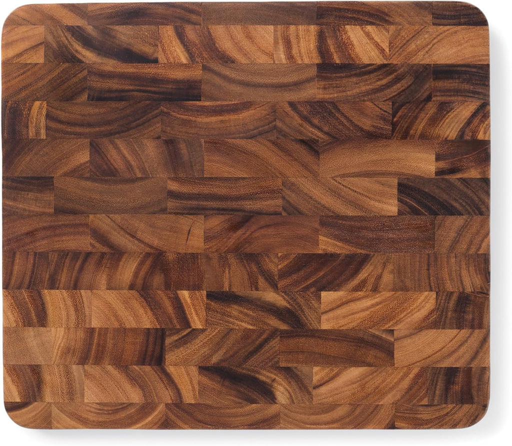 Ironwood Gourmet Oslo End Grain Utility Cutting Board, 14 x 16 Inches, Natural Acacia Wood