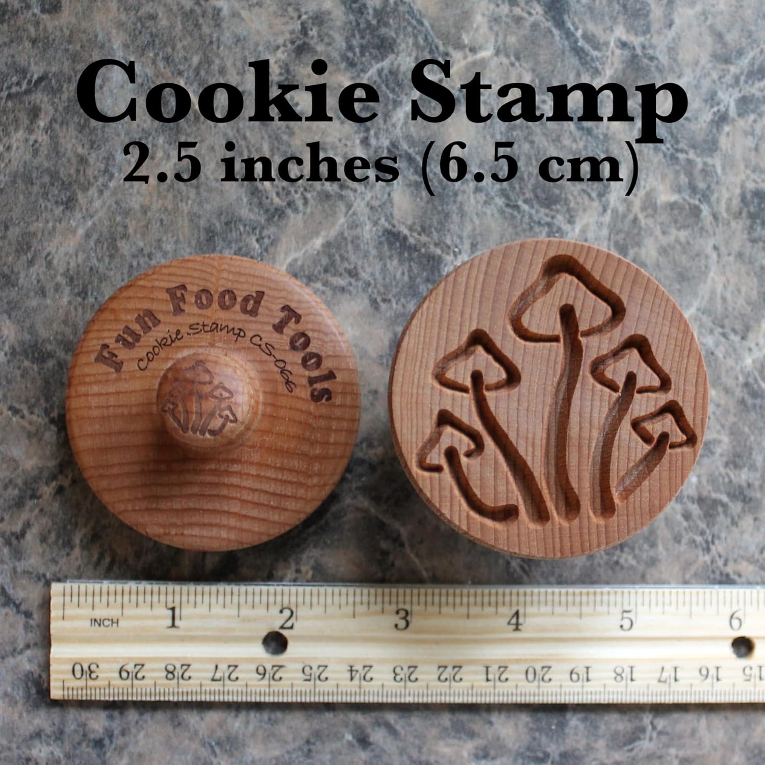 Wood Cookie Stamp, 2.5 Inch (Mushrooms CS-066)
