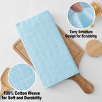 Homaxy 100% Cotton Terry Kitchen Dish Cloths, Ultra Soft and Absorbent Dish Towels for Kitchen, Suitable for Drying and Washing Dishes, 6 Pack, 12 x 12 Inches,Sky Blue