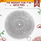 Patelai 2 Pcs Stainless Steel Pie Weights for Baking Universal Fit Pie Weight for 7-10 Inch Pies Round Metal Pies Weights Chain Dishwasher Safe Durable Blind Baking Dough Cooking Pastry (10 Inch)