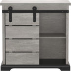 NSdirect Sideboard Coffee Bar Cabinet,Modern Farmhouse Buffet Station Sliding Barn Door Storage Credenza Console with Slat and Shelf Entryway Storage Cabinet Kitchen Dining Living Room, White