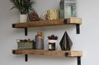 Urban Legacy Accent Shelves | Reclaimed Barn Plank | Set of 2 with Full Brackets (Natural, 36"x 7"x 2")