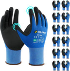 Safety Work Gloves MicroFoam Nitrile Coated-12 Pairs Pack,Blue Seamless Knit Nylon Glove with Black Micro-Foam Nitrile Grip,Ideal for General Purpose,Automotive,Home Improvement,Painting(XX-Large)
