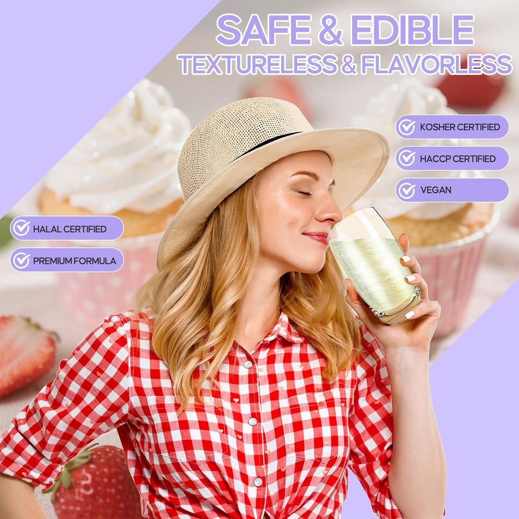 Edible Glitter Spray,2 Colors Iridescent & Iridescent Gold Food Grade Edible Glitter Set for Drink Cake Beverages,Cupcakes,Cake Pops and Cookies Decorating