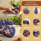 Maison d' Hermine Oven Gloves 100% Cotton Oven Mitt 7" x 13" with Loop Heat Resistant, BBQ, Cooking Gloves, Baking, Grilling, Kitchen, Handling Hot Pans (Pack of 1, Kelim - Infinity)