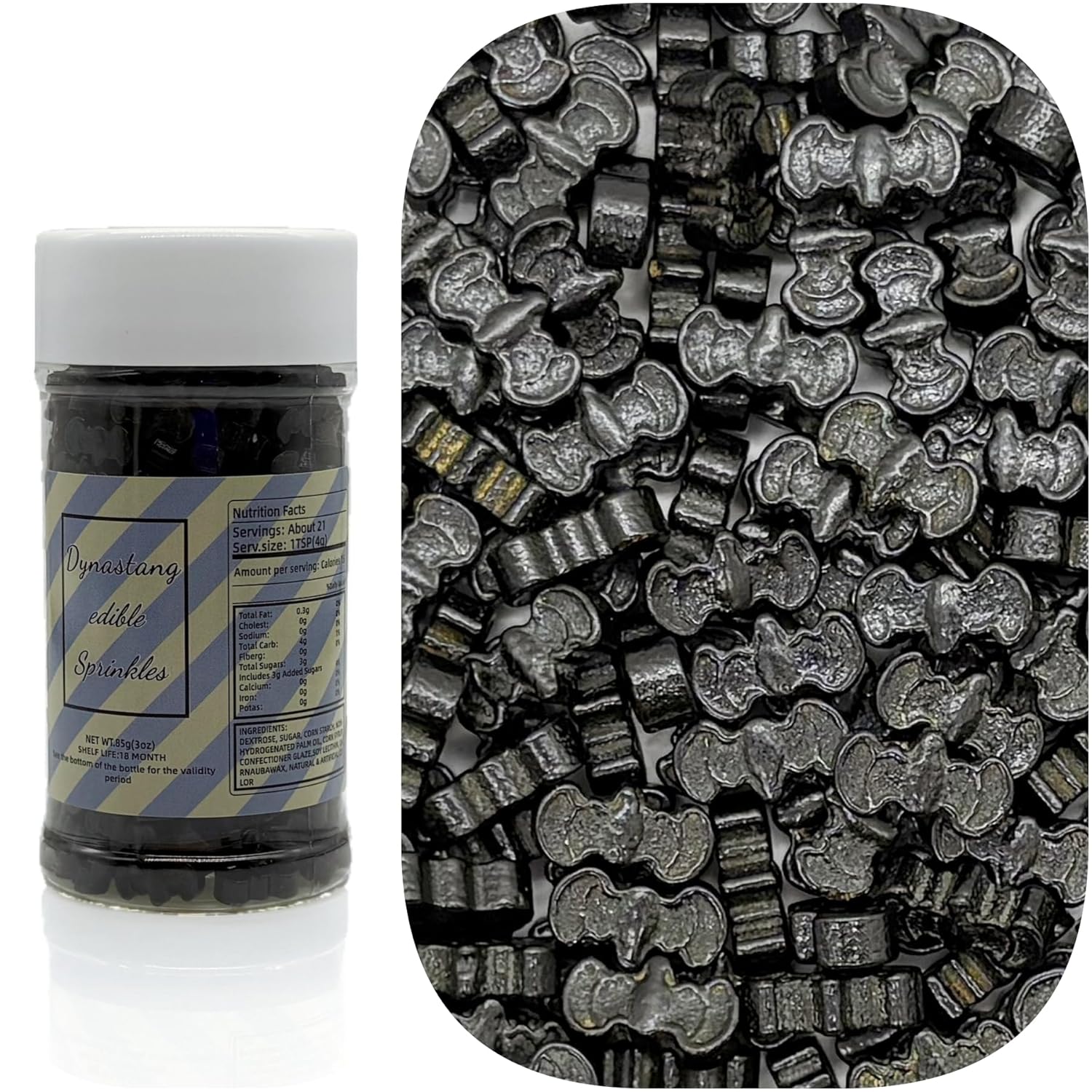 Dynastang Bats Sprinkles Halloween Edible Bat Cake Decoration Cupcake Toppers Cookie Decorating Perfect for Cakes, Cupcakes, Desserts Toppings 3OZ