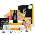 YUMBUCHA Boba Kit Set - DIY Bubble Tea - 20 Drinks - Reusable Stainless Steel Flask & Straw, Brown Sugar Tapioca Pearls - Exquisite Loose Leaf Teabags - Strawberry Oolong and White Peach Oolong Tea