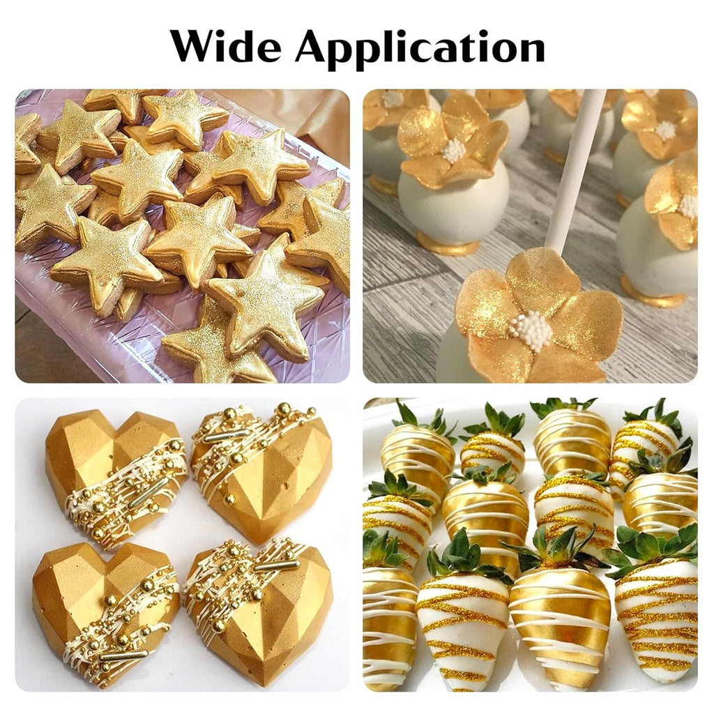 Gold Edible Glitter for Cocktails Food Grade Luster Dust Edible Gold Drink Glitter Metallic Shimmer Powder for Cakes Beverage Chocolate, 6g