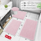 Arotive Luxury Chenille Bathroom Rug Mat, Extra Soft Thick Absorbent Shaggy Bath Rugs, Non-Slip Machine Wash Dry, Plush Bath Mats for Bathroom, Shower and Tub, 36x24, Pink