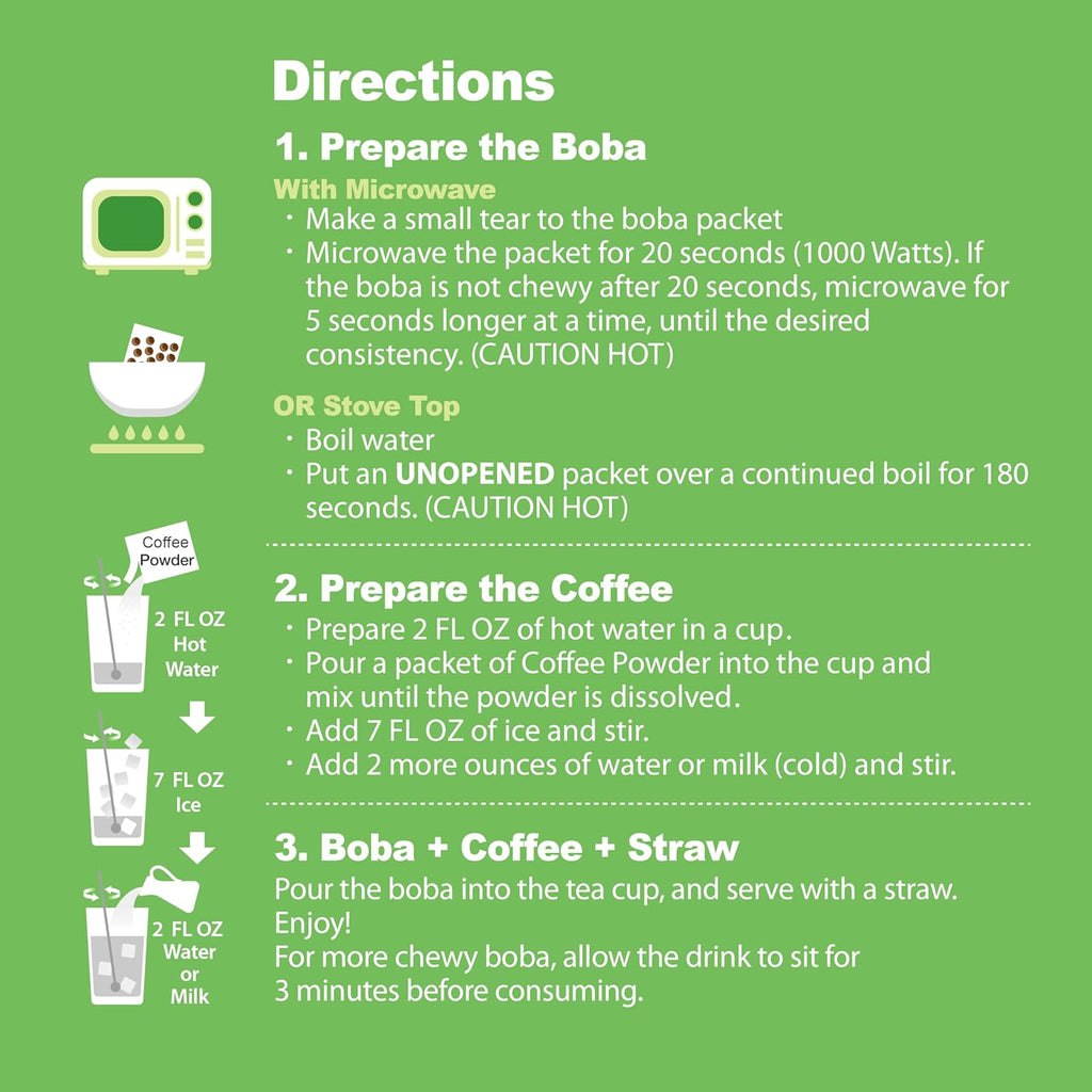 J WAY Instant Vietnamese Coffee Kit with Authentic Brown Sugar Tapioca Boba, Ready in Under One Minute, Paper Straws Included - 3 Servings