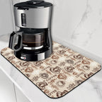Doodle Coffee Cup Dish Drying Mat,12"X19" Absorbent Fast Dish Drying Mat for Kitchen Counter Pot and Pan, Kitchen Accessories