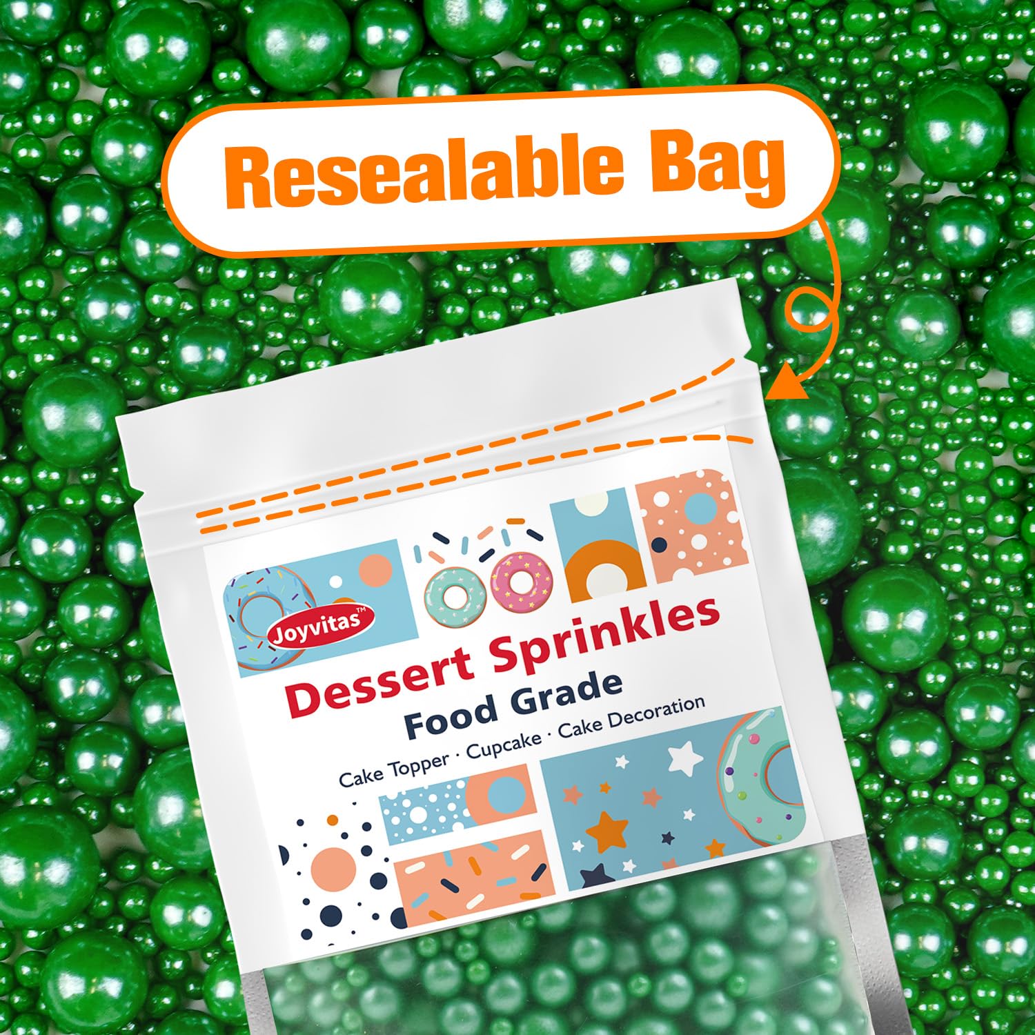 Deep Green Pearl Sugar Sprinkles, Edible Candy Pearls, 150g/5.29oz, Green Sprinkles for Cake Decorating, Baking Cake Decorations, Ice Cream Toppers, Cupcakes, Wedding Party Chirstmas Supplies