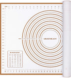 Silicone Pastry Mat Extra Thick Large Non Stick Baking Supplies Kitchen Counter Cooking Rolling Dough Sheet Pie Crust Sourdough Bread Oven Liner with Measurement (XL-20''(W)*28''(L), 3#Gold)