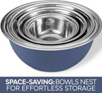 COOK WITH COLOR Stainless Steel Mixing Bowls Set - Nesting Bowls, 6 Pieces, Blue