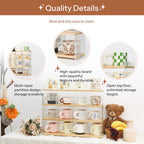 Coffee Mug Holder Wooden Cup Station Organizer 4-Tier Cup Holder for Coffee Bar Mug Display Rack for Countertop Mug Holder Shelf for Home Kitchen Pine Wood