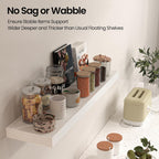 Floating Shelves for Wall, 31.5" W x 6.7" D x 1.5" H, Wooden Wall Mounted Display Shelves with Invisible Brackets for Living Room, Bedroom, Bathroom, Kitchen Decor and Storage, Set of 2, White