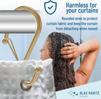 12 Decorative Metal Shower Curtain Hooks, S-Shaped Hooks with Anti-Fall System, Rust-Proof Shower Rings with Safety Buckle, Fits Rods Up to 1-Inch Diameter (S, Gold)