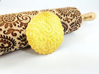 INDIAN embossing rolling pin with Indian Paisley Pattern. Dough roller for embossed cookies and Pottery by Algis Crafts