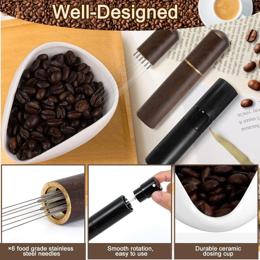 Coffee Bean Dosing Cup and RDT Spray Bottle, Espresso Coffee Stirrer 6 Needles WDT Tool- Coffee Bar Accessories for Coffee Lovers - 3 Pcs