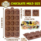Mini Diamond Heart Shaped Chocolate Mold 15 Holes 3D Heart Candy Molds Silicone Mini Silicone Baking Pan - 4 Pack