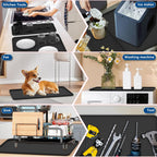 Silicone Coffee Mat - Removable Bar Mat with Concave and Convex Design, Leak-Proof and Non-Slip, Suitable for Use Under the Coffee Machine to Keep the Countertop Clean (Black24"x16")