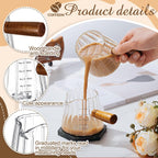 Espresso Shot Glass with Handle, 6 Oz/180 ml Espresso Cups with Single V-shaped Mouth, Measuring Cup for Milk Tea Coffee Bar Accessories(Clear,2 Pcs)